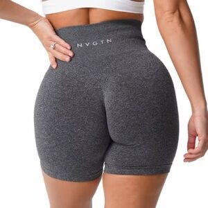 NVGTN Seamless Pro Shorts Gray Heather High Waist Scrunch Gym Biker Shorts Small